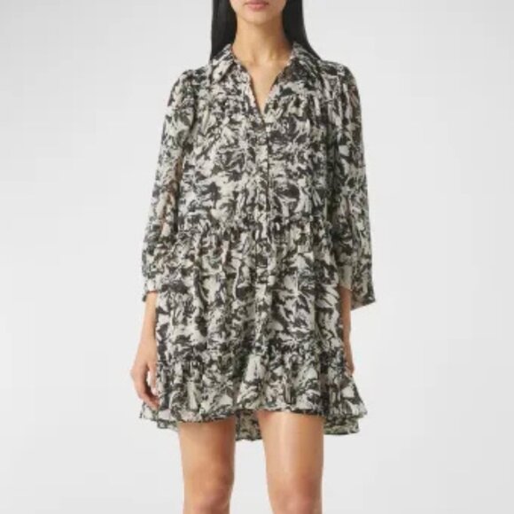 Misa Los Angeles Mita Mini Dress Tonal Abstract Black White NWT Size Small - Picture 1 of 7